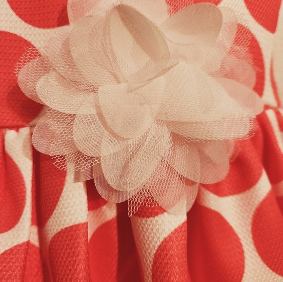 The Communion Collection Girl's Cream&Coral Dot Scalloped hem Dress; Size 6, NWT - Picture 5 of 10